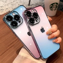 Iphone 12 Pro Kılıf Kamera Korumalı Renk Geçişli Şeffaf Sert Rainbow Silikon Kapak Glass Case