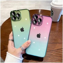 Iphone 12 Pro Kılıf Kamera Korumalı Renk Geçişli Şeffaf Sert Rainbow Silikon Kapak Glass Case