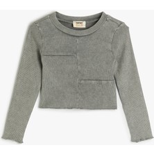 Koton Tişört Uzun Kollu Bisiklet Yaka Kaşkorse Dikiş Detaylı Pamuklu