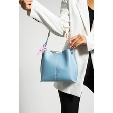 Nbi Bags Kadın Fularlı Zincir Aksesuarlı Yumuşak Deri 3 Bölmeli El Kol ve Omuz Çantası