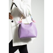 Nbi Bags Kadın Fularlı Zincir Aksesuarlı Yumuşak Deri 3 Bölmeli El Kol ve Omuz Çantası