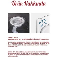 Berdina Home 4'lü Çift Cidarlı Cam Kupa Bardak 450 ml Ev Ofis Fincanı Çift Katlı Isı