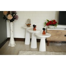 Simillo Home & Living Üçlü Beyaz Konik Yan Sehpa
