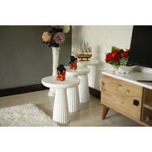 Simillo Home & Living Üçlü Beyaz Konik Yan Sehpa