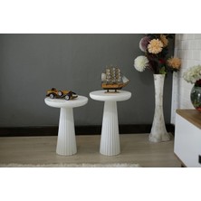 Simillo Home & Living Ikili Çizgili Mantar Sehpa Çizgili