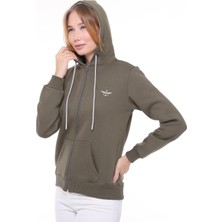 Backpacker Kadın Sweatshirt Kapüşonlu Fermuarlı Haki