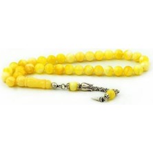 Takı925 925 Ayar Gümüş Püsküllü Damla Kehribar Tesbih