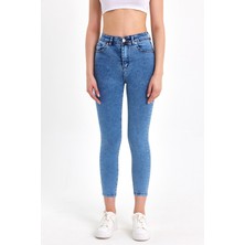 ModaDeniz Toparlayıcı Kumaş Yüksek Bel Mavi Skinny Jean