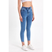 ModaDeniz Toparlayıcı Kumaş Yüksek Bel Mavi Skinny Jean