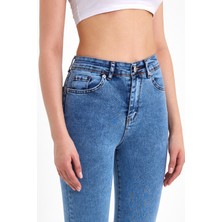 ModaDeniz Toparlayıcı Kumaş Yüksek Bel Mavi Skinny Jean