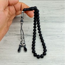 Takı925 Kazaz Gümüş Püsküllü Siyah Renk Ateş Kehribar Tesbih