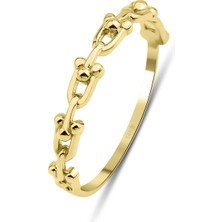 Kairos Jewelry 14 Ayar Altın Minimal Zincir Yüzük KRS137-14GR