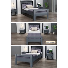 Ninnimo Still 100X200 Yatak Uyumlu Tek Kişilik Antrasit Karyola Sty-4