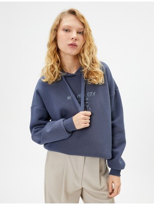 Koton Kapşonlu Sweatshirt Arkası Baskılı Müzik Temalı Rahat Kalıp Pamuk Karışımlı