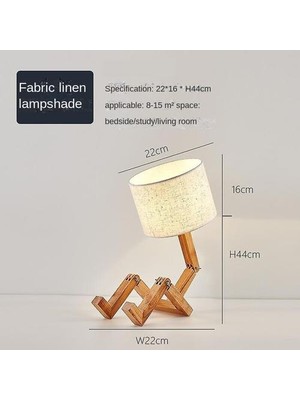 YHome New Wood Robot Shape Folding Table Lamp Creative Bedroom Study Desk Bedside Night Light Linen Lamp Shade Table Lamp 5W Bulb(White) (Yurt Dışından)