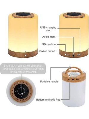 YHome Lambalar Başucu Lambası Bluetooth Hoparlör Dokunmatik Sensör Lamba Rgb Dimmitable Başucu Gece Işığı Sıcak (Yurt Dışından)