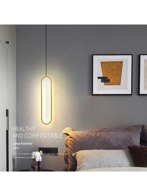 YHome 18W LED Gold Altın Uzun Doğrusal Kolye Lambası, 40 cm Sıcak Işık Uzun Grafik Kolye Lambası Yatak Odası, Oturma Odası, Çalışma Odası (Yurt Dışından)