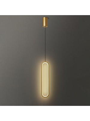 YHome 18W LED Gold Altın Uzun Doğrusal Kolye Lambası, 40 cm Sıcak Işık Uzun Grafik Kolye Lambası Yatak Odası, Oturma Odası, Çalışma Odası (Yurt Dışından)