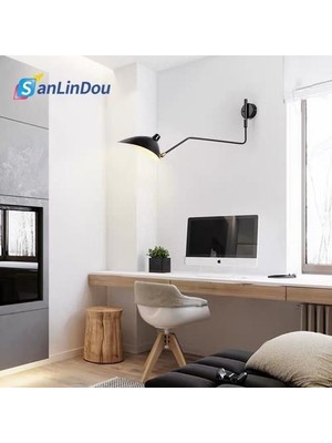 YHome Tek Baş Swineable Uzun Kol Duvarı Sconce, E27 Lamba Halkı, Çalışma Odası Için Demir Ördek Duvar Duvar Lambası, Yatak Odası (Yurt Dışından)