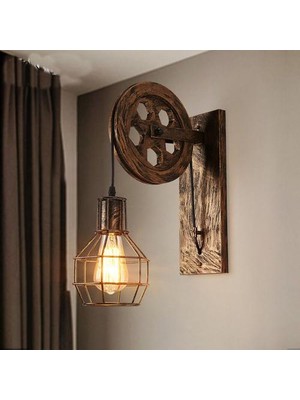 YHome Loft Retro Endüstriyel Stil Kaldırma Duvar Lambası Restoran Yatak Odası Başucu Merdiven Koridoru Kasnak Mağazası Duvar Lambası (Bronz) (Yurt Dışından)