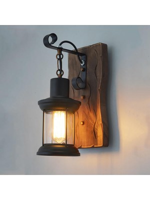 YHome LED Demir Ahşap Duvar Lambası, E27 Ampul, Vintage Koridor Koridoru Duvar Sconce Restoran, Cafe, Bar Için (Yurt Dışından)