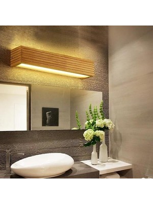 YHome Modern LED Iç Duvar Lambaları Ahşap Ayna Banyo Işık Vanity Işıklar Fikstürü Makyaj Armatürü Japonya Tasarım Sıcak Ev Dekoru (55CM (8W)) (Yurt Dışından)