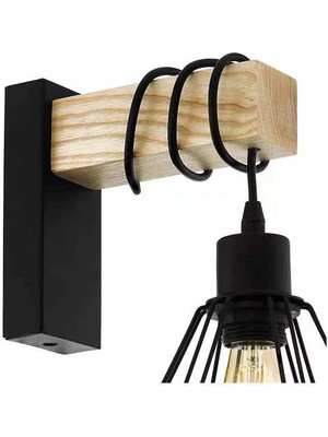 YHome Nordic Ahşap Duvar Işıkları Retro Ayarlanabilir Duvara Monte Bara Ev Yatak Kapı Aydınlatma E27 LED Duvar Sconce Lamba Dekorasyonu (Siyah A) (Yurt Dışından)