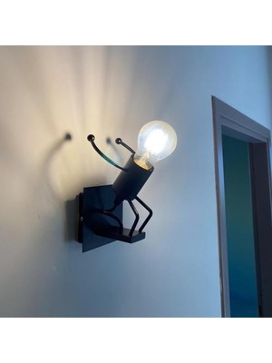 YHome Insansı Duvar Işığı - Yatak Odası Çocuk Odası Için Modern Demir Sconce Lambası - Sanatsal E27 Base Dekor (Yurt Dışından)