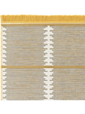 Cool Halı Nordik Nrk 01 White Yellow Çift Taraflı Pamuklu Banyo Balkon Kilim Makinede Yıkanabilir Mutfak Kilim