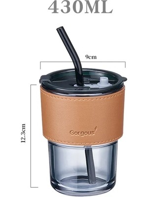 Wangchuang 370ML Gıanxı Cam Kahve Pipetli Bardak Kapaklı Isıya Dayanıklı Creativewater Şişesi Bira Çay Drinkware Kahve Pipetli Kupa (Yurt Dışından)