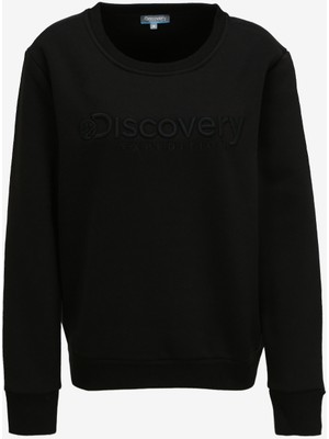 Discovery Expedition Siyah Kadın Bisiklet Yaka Nakışlı Sweatshirt D3WL-SWT15