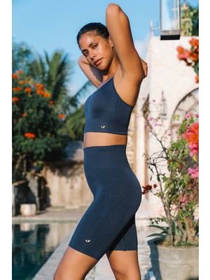 Jerf Vella Yüksek Bel Konfor Biker Tayt Lacivert