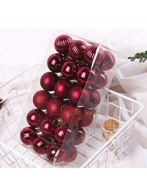 Hermoso 36PCS 4cm Plastik Noel Topu Inci Mat Işık Şekilli, Kırmızı (Yurt Dışından)