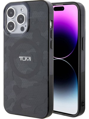 Tumi iPhone 15 Pro Max Kılıf Tumı Orjinal Lisanslı Magsafe Şarjlı Pc Tpu Kamuflaj Desenli Gri