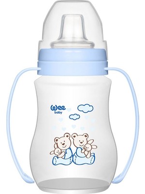 Wee Baby Antikolik Akıtmaz Kulplu PP Alıştırma Bardağı 250 ml Mavi 6+ Ay Bebekler İçin