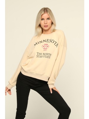 Owut Collection Bisiklet Yaka Baskılı Sweatshirt