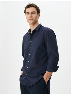 Koton Klasik Gömlek Slim Fit Uzun Kollu Düğmeli