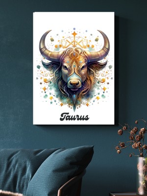 Cemira Boğa Burcu Hediye Tablo - Taurus Zodiac Sign Duvar Dekarasyon Tablo, Ahşap Pano