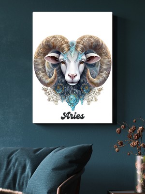 Cemira Koç Burcu Hediye Tablo - Aries Zodiac Sign Duvar Dekarasyon Tablo, Ahşap Pano