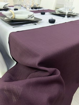 Zeren Home Polyester Keten Dertsiz Masa Örtüsü Mürdüm