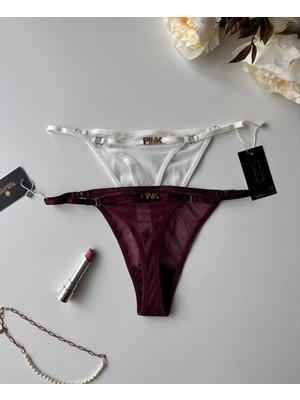 Intive Lingerie Valerie Arkası 'pink' Yazılı Ağı Pamuklu Tül Tanga - Limited