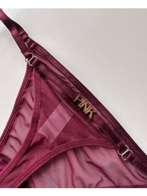 Intive Lingerie Valerie Arkası 'pink' Yazılı Ağı Pamuklu Tül Tanga - Limited