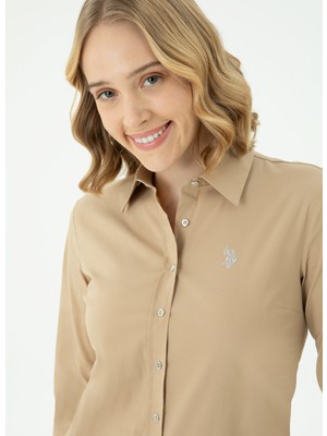 U.S. Polo Assn. Slim Fit Gömlek Yaka Beyaz Kadın Gömlek CRISY023K
