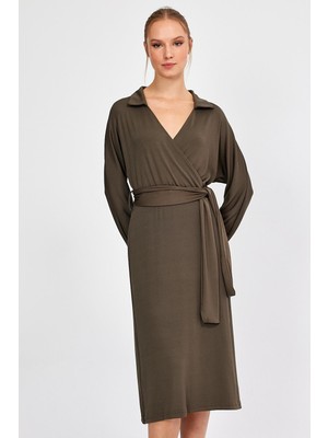 Alexander Gardi Gömlek Yaka Kruvaze Elbise (B23-006 00)