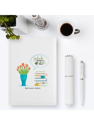 BK Kişiye Özel Öğretmenler Gününüz Kutlu Olsun 2023 Deri Ajanda & Kalem Hediye Seti - 3