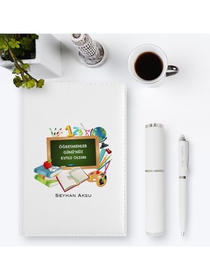 BK Kişiye Özel Öğretmenler Gününüz Kutlu Olsun 2023 Deri Ajanda & Kalem Hediye Seti - 7