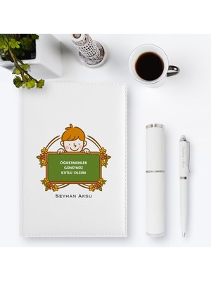 BK Kişiye Özel Öğretmenler Gününüz Kutlu Olsun 2023 Deri Ajanda & Kalem Hediye Seti - 4