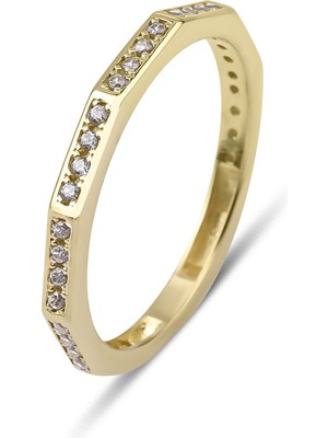 Kairos Jewelry 14 Ayar Altın Geometrik Yarımtur Yüzük KRS090-14GRZ
