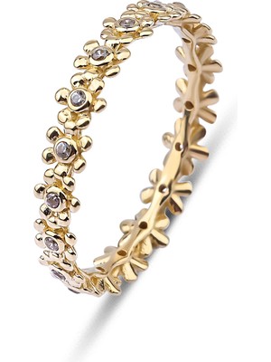 Kairos Jewelry 14 Ayar Altın Floral Eternity Yüzük KRS092-14GRZ