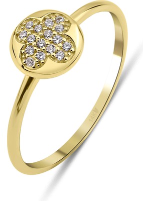 Kairos Jewelry 14 Ayar Altın Yaprak Motifli Yüzük KRS143-14GRZ